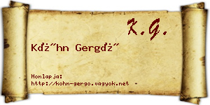 Kóhn Gergő névjegykártya